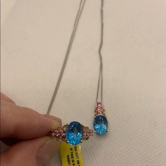 TOPAZ, PINK SPINEL RING AND MATCHING PENDANT - Picture 7 of 8